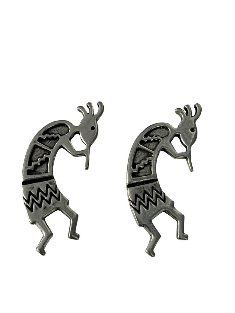 Signed BW Kokopelli Magnets Southwestern Silver Tone Figural Tribal Set